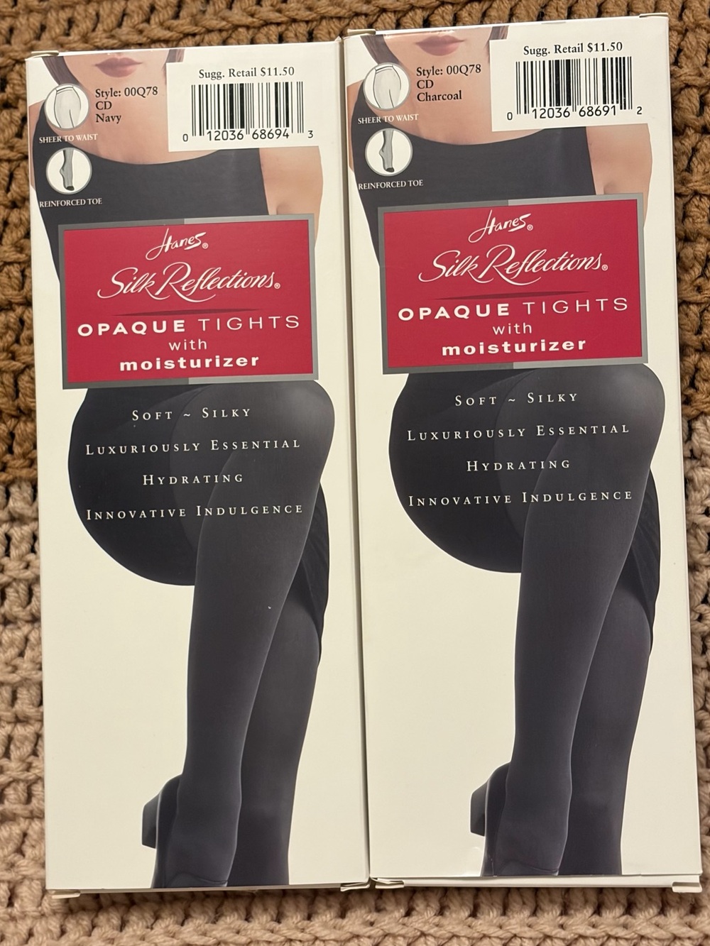 Vintage Hanes Silk Reflections Opaque Tights Bundle of 2 Style: 00Q78 Size:CD